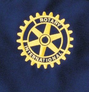 Embroidered Rotary logo on barbecue shorts